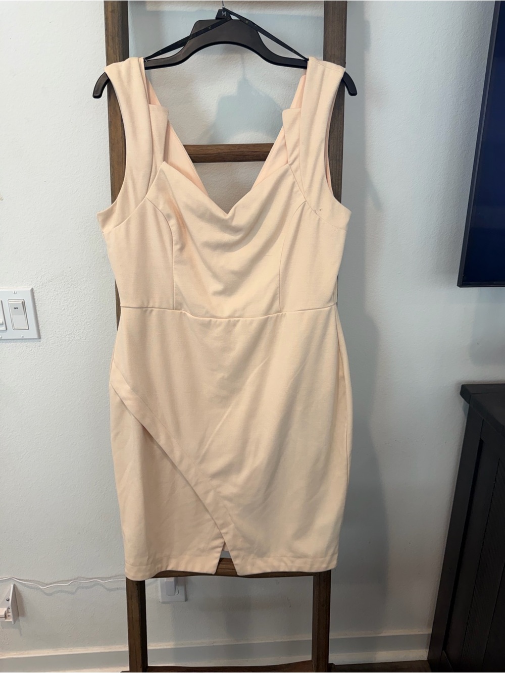 Kardashian Kollection Sleeveless Cowl Neck Midi Dress in Light Peach